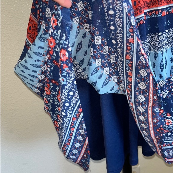 Xhilaration Navy and Red Patterned Mini Dress - Picture 3 of 5